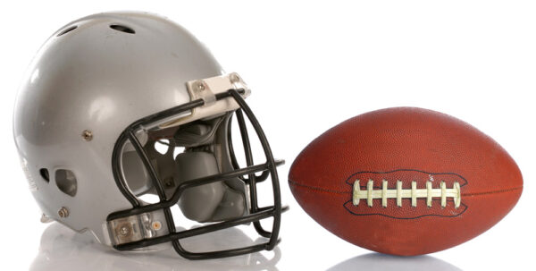 helmet and football